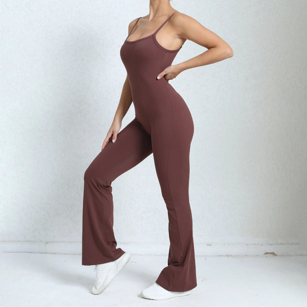Essential Strappy Flared Jumpsuit Brown