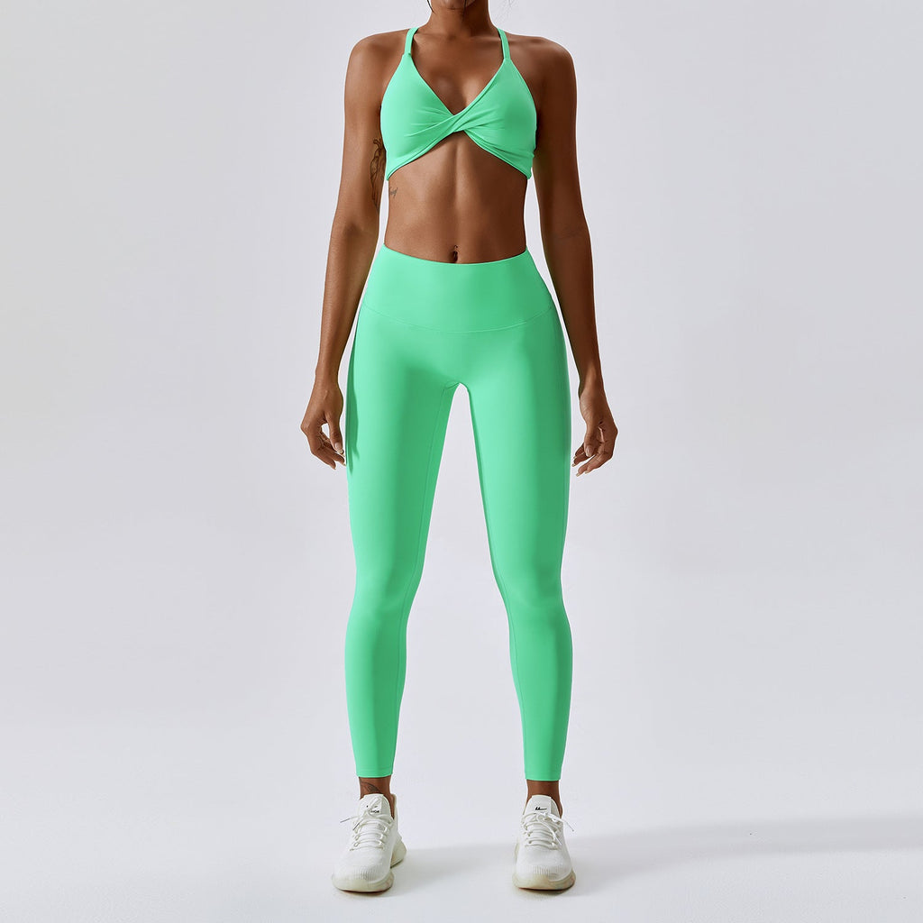 Ibiza Twist Bra Top & Leggings Set Spring green