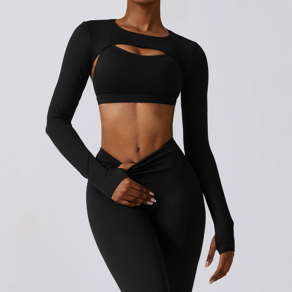 Thea Crop Longsleeve Top Black