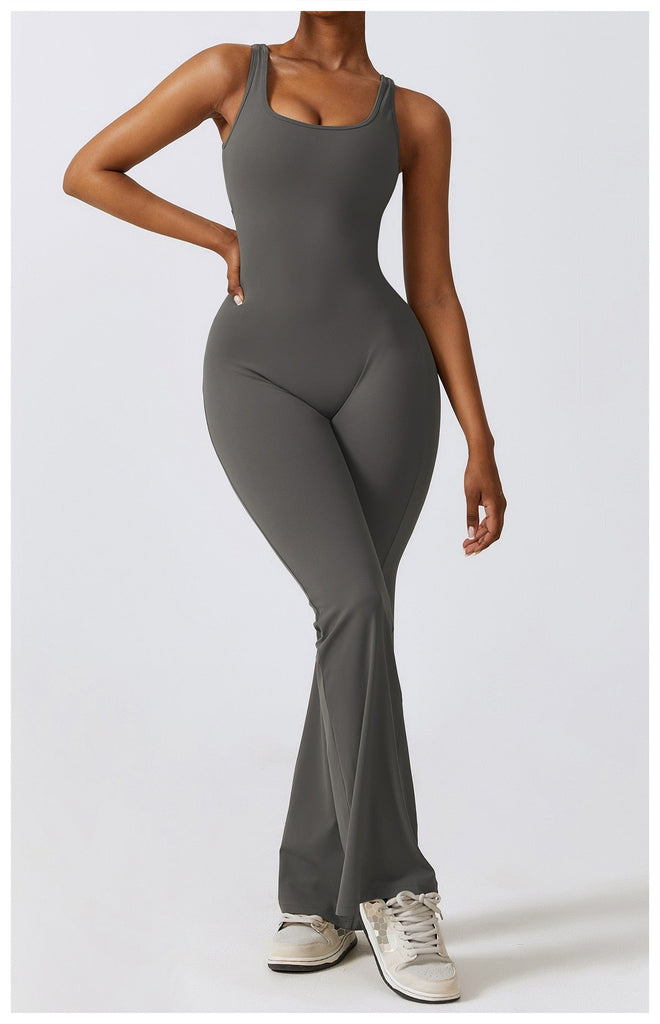 Scrunch V Back Flared Jumpsuit