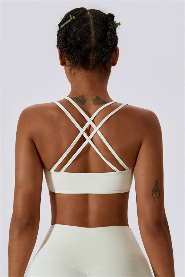 Power Pace Sports Bra Pearl White
