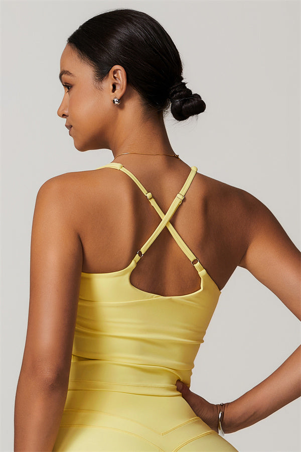 The Enigma Cross Back Vest Yellow Tan