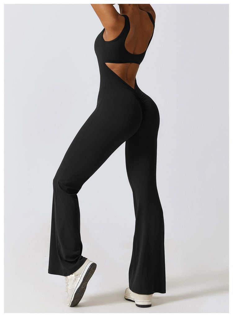 Scrunch V Back Flared Jumpsuit