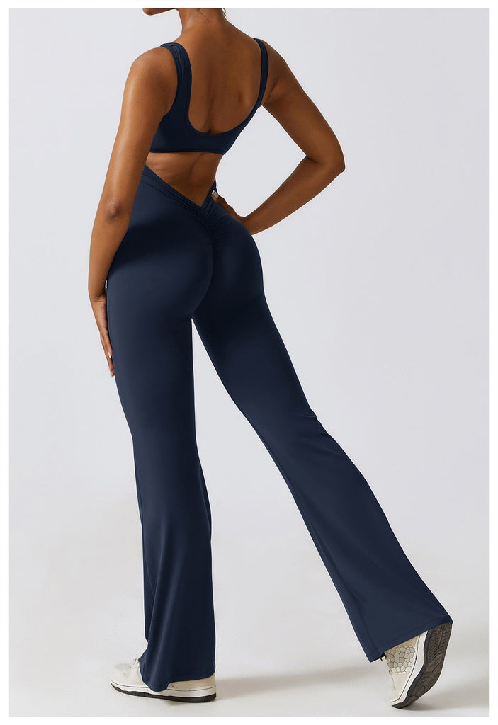 Scrunch V Back Flared Jumpsuit