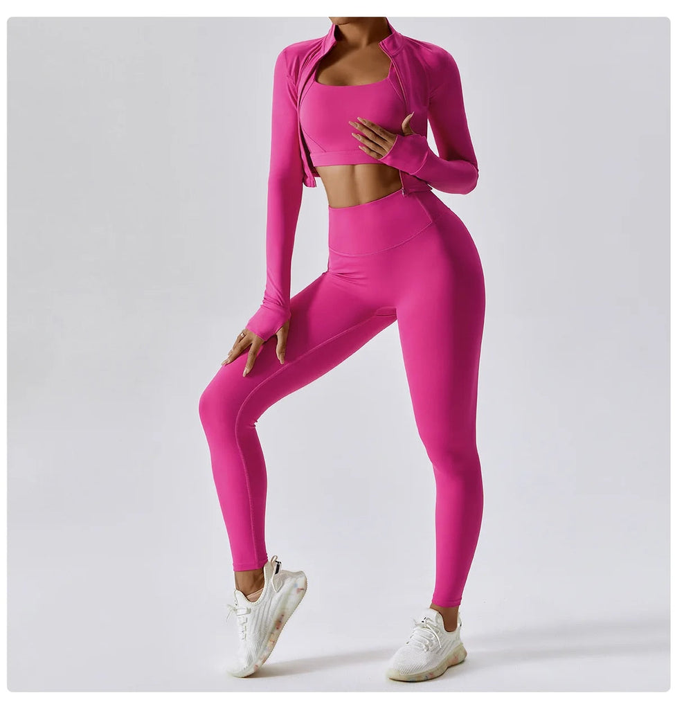 Madelyn 3 Piece Top & Leggings Set Hot pink
