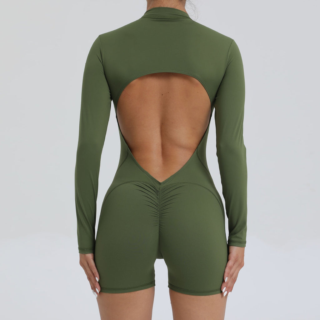 Essential Open Back Scrunch Romper Army green