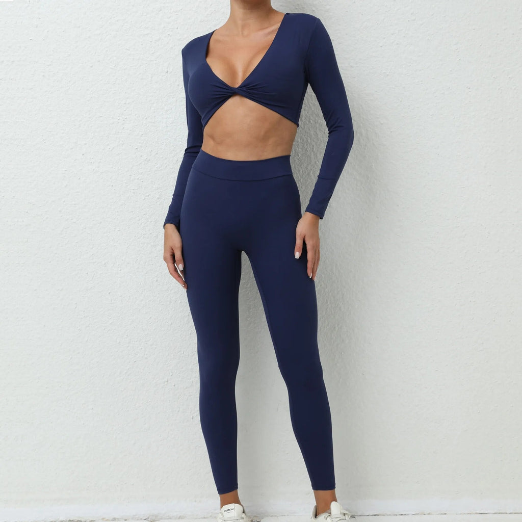 Ultimate Longsleeve Twist Top & Leggings Set Navy