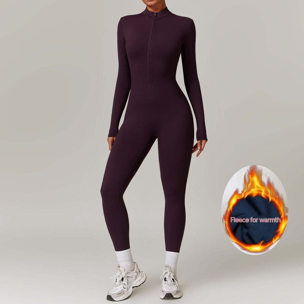Fleeced Super Sculpt Longsleeve Jumpsuit (size down) Plum