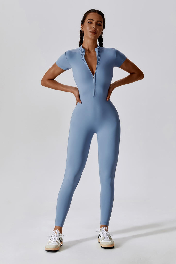 Super Sculpt Short Sleeve Jumpsuit (size down) Chambray