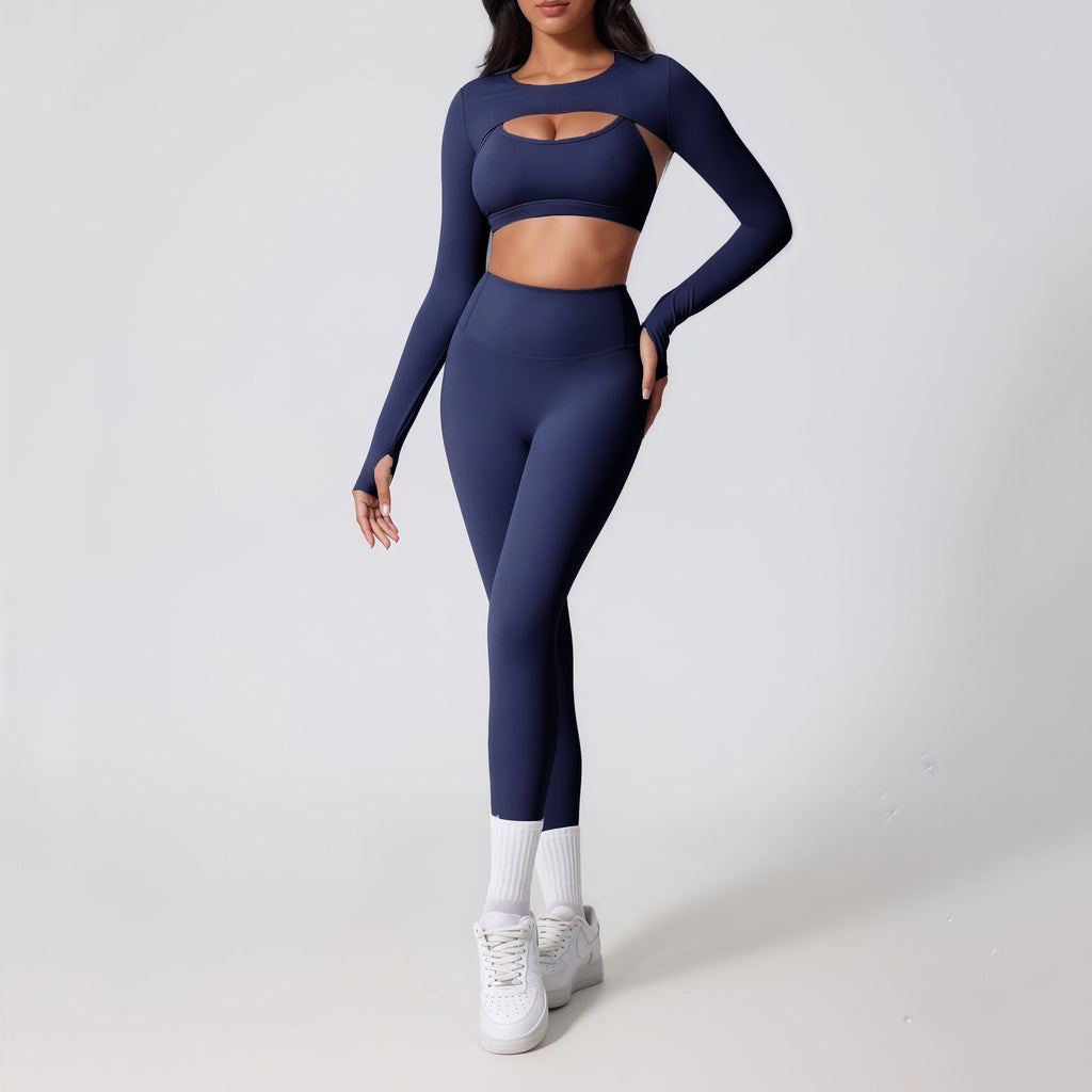 Thea 3 Pcs. Top & Leggings Set Navy