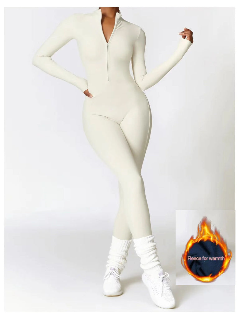 Fleeced Super Sculpt Longsleeve Jumpsuit (size down) Ivory