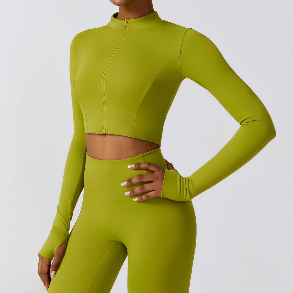 Thea Zip Longsleeve Top Olive