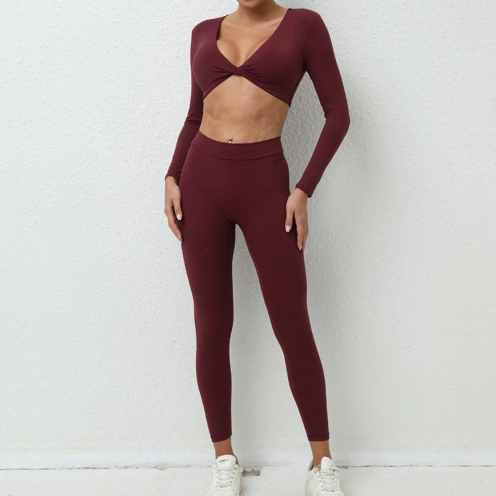 Ultimate Longsleeve Twist Top & Leggings Set Plum
