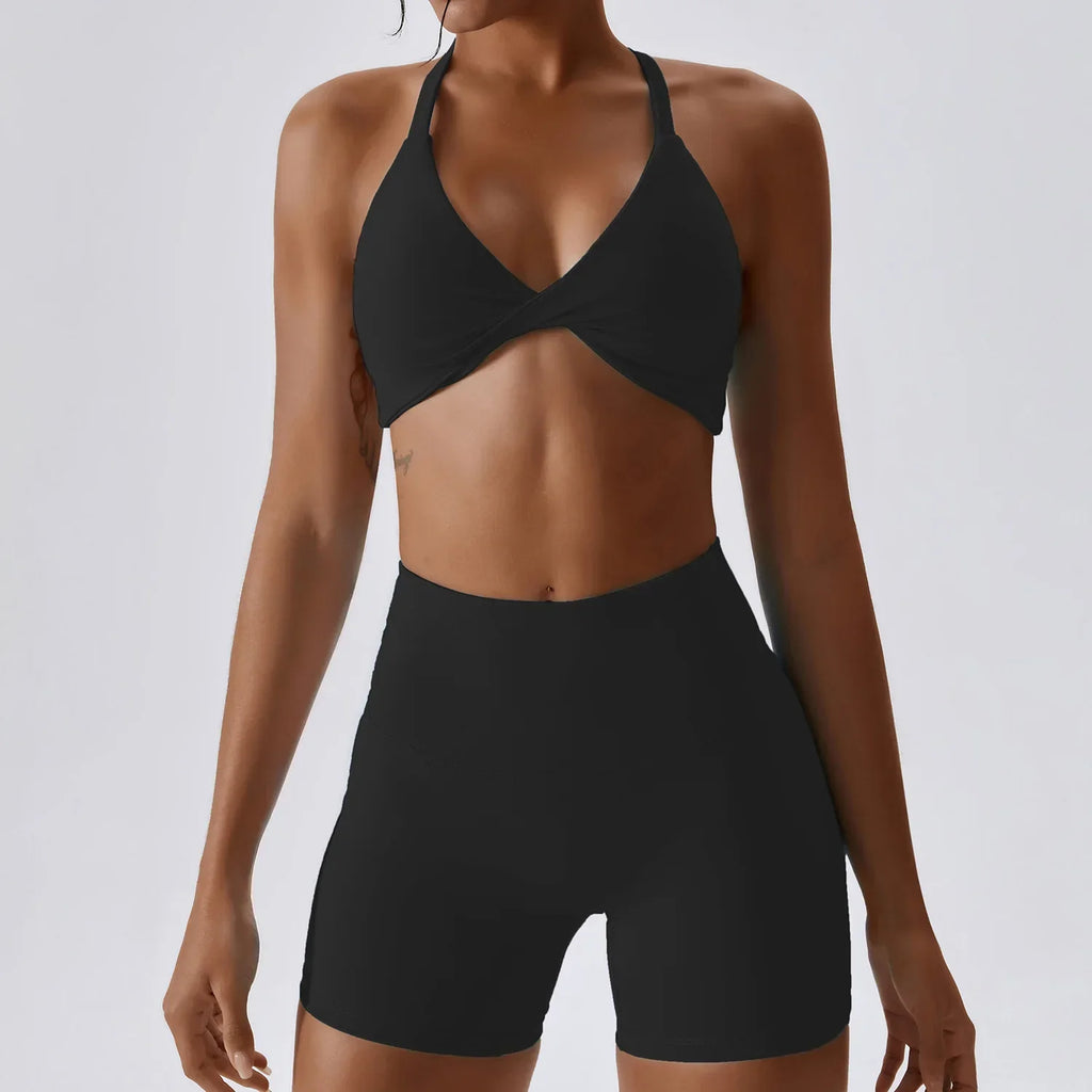 Ibiza Twist Bra Top & Shorts Set Black