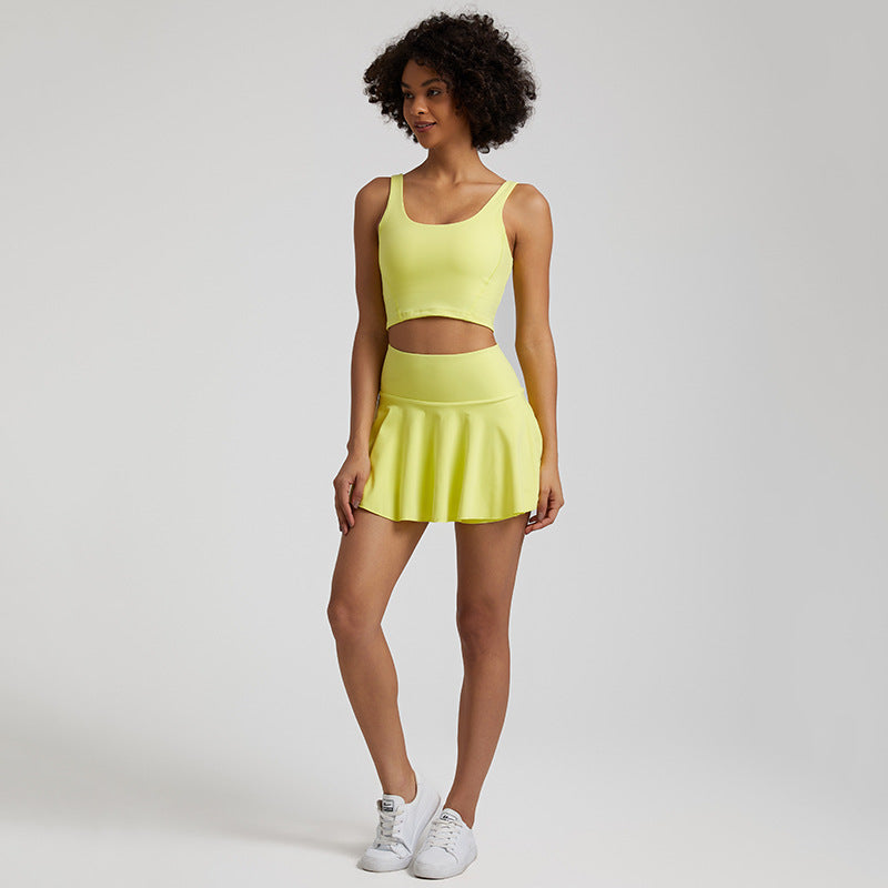 Tennis Crop Top & Skort Set Yellow
