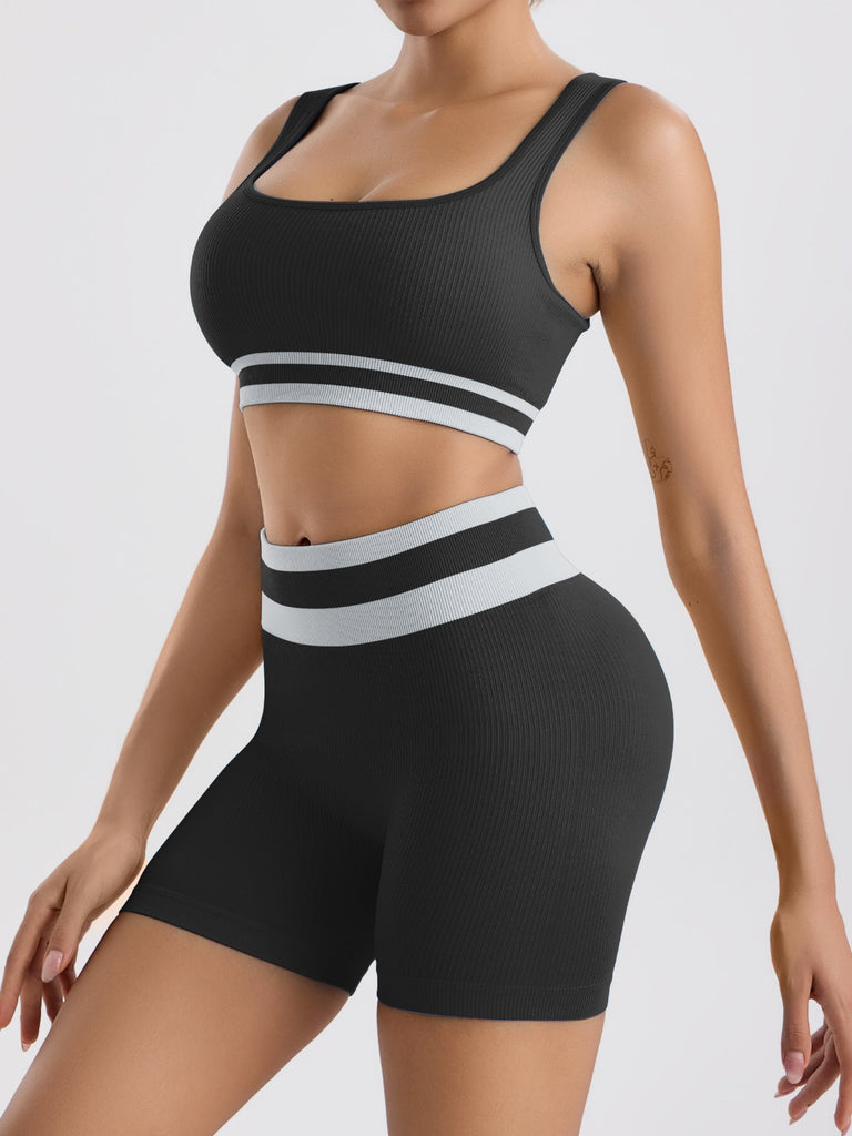 Pamela Ribbed Top & Shorts Set Black