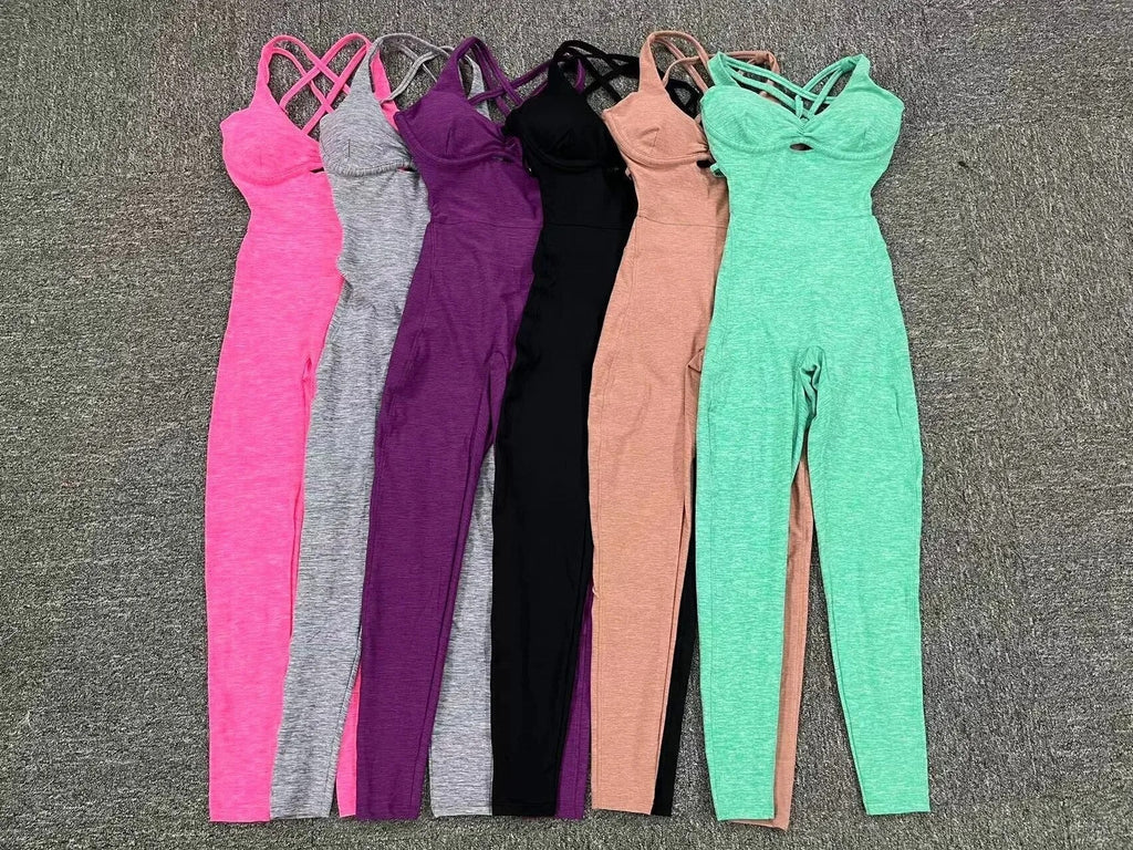 Double Cross Back Active Jumpsuit