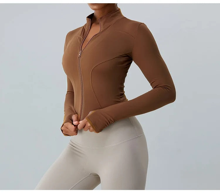 Elsie Zip Up Longsleeve Top Toffee