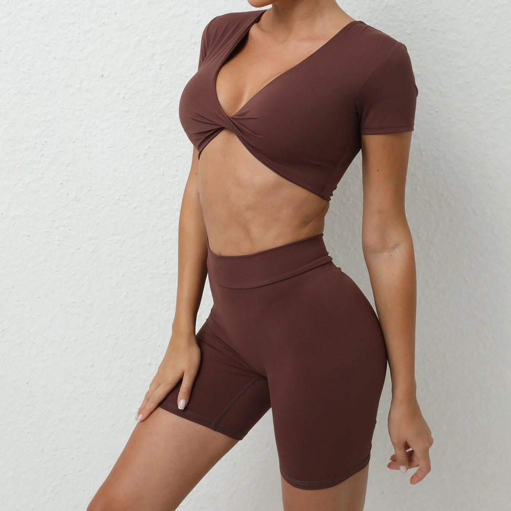Ultimate Shortsleeve Top & Shorts Set Brown