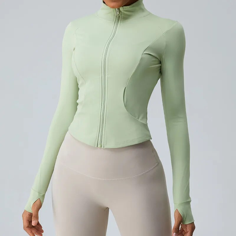 Miley Zip Up Longsleeve Top Sage