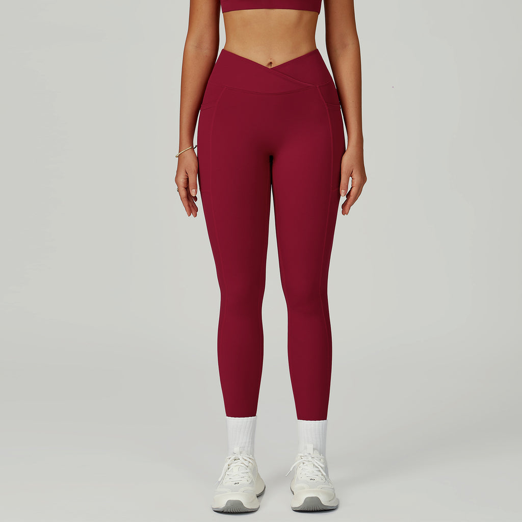 The Flourish Pocket Leggings Burgundy
