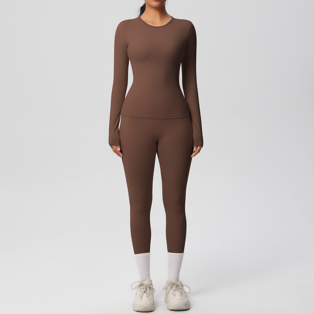 Pilates Princess Longsleeve Top & Leggings Set Brown