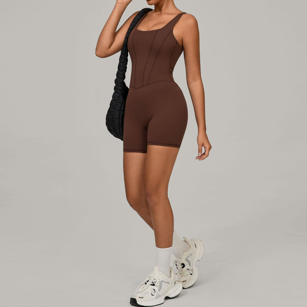 Slaya Tank Seam Romper Brown