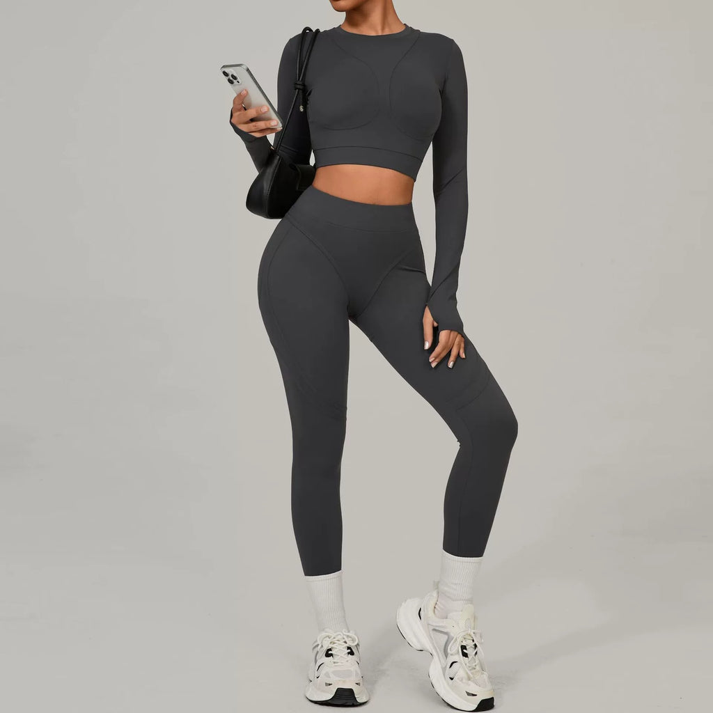 Lucky Label Contrology Longsleeve Top & Leggings Set Graphite