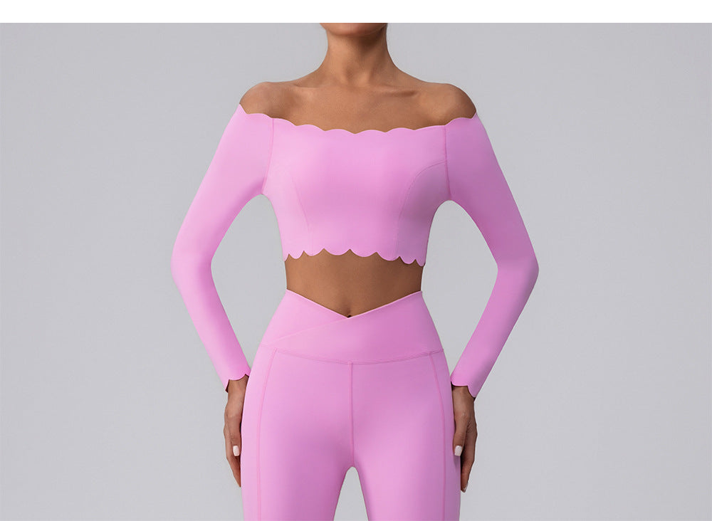 Scallop Off Shoulder Longsleeve Top & Leggings Set