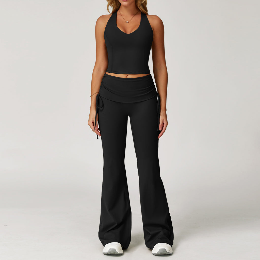 Alani V Top & Flared Folded Set Black