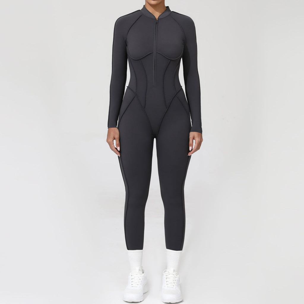 Lucky Label Iconic Longsleeve Zip Jumpsuit Charcoal
