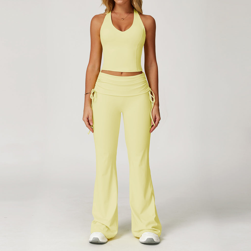 Alani V Top & Flared Folded Set Lemon