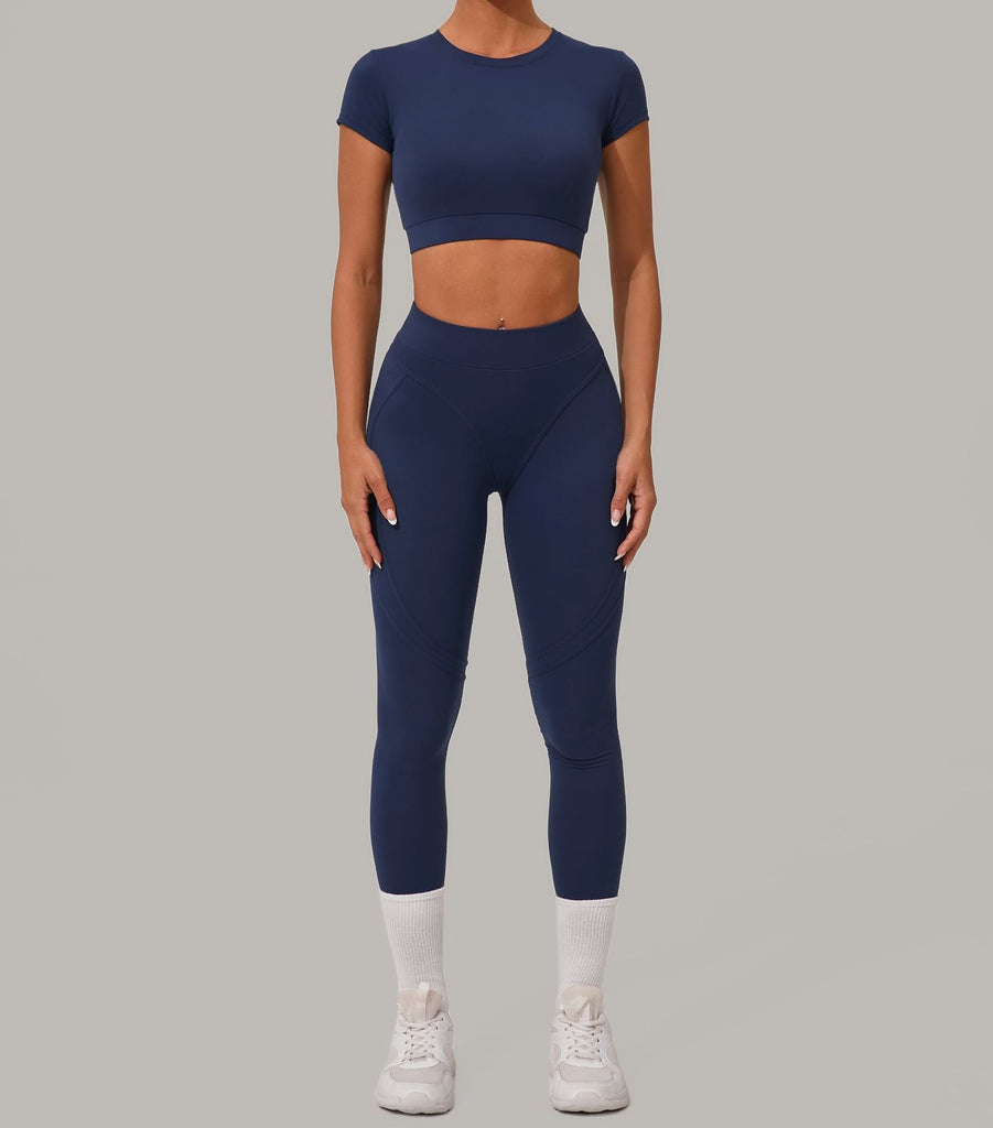 Lucky Label Contrology T-Sleeve Top & Leggings Set Navy