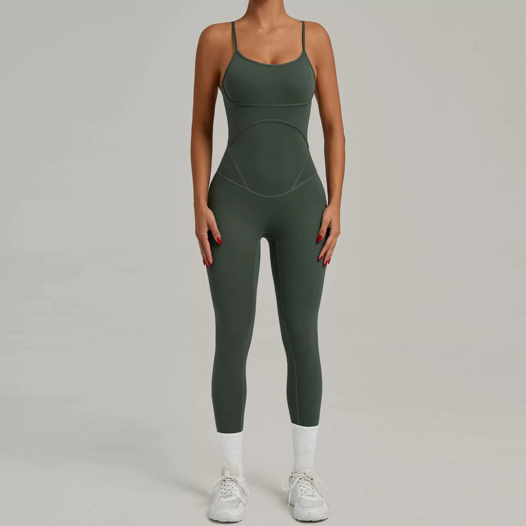 Contrology Cross Back Jumpsuit Army green