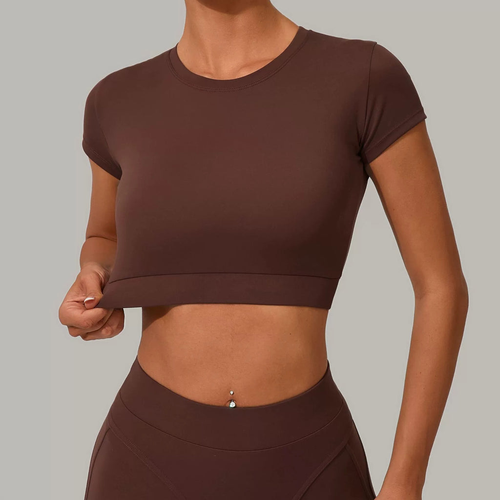 Lucky Label Contrology T-Sleeve Top Brown
