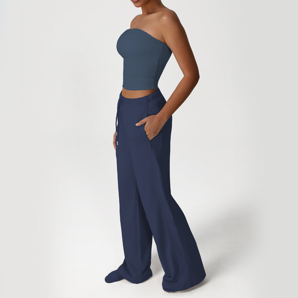 Kim Tube Top & Flared Set Deep blue