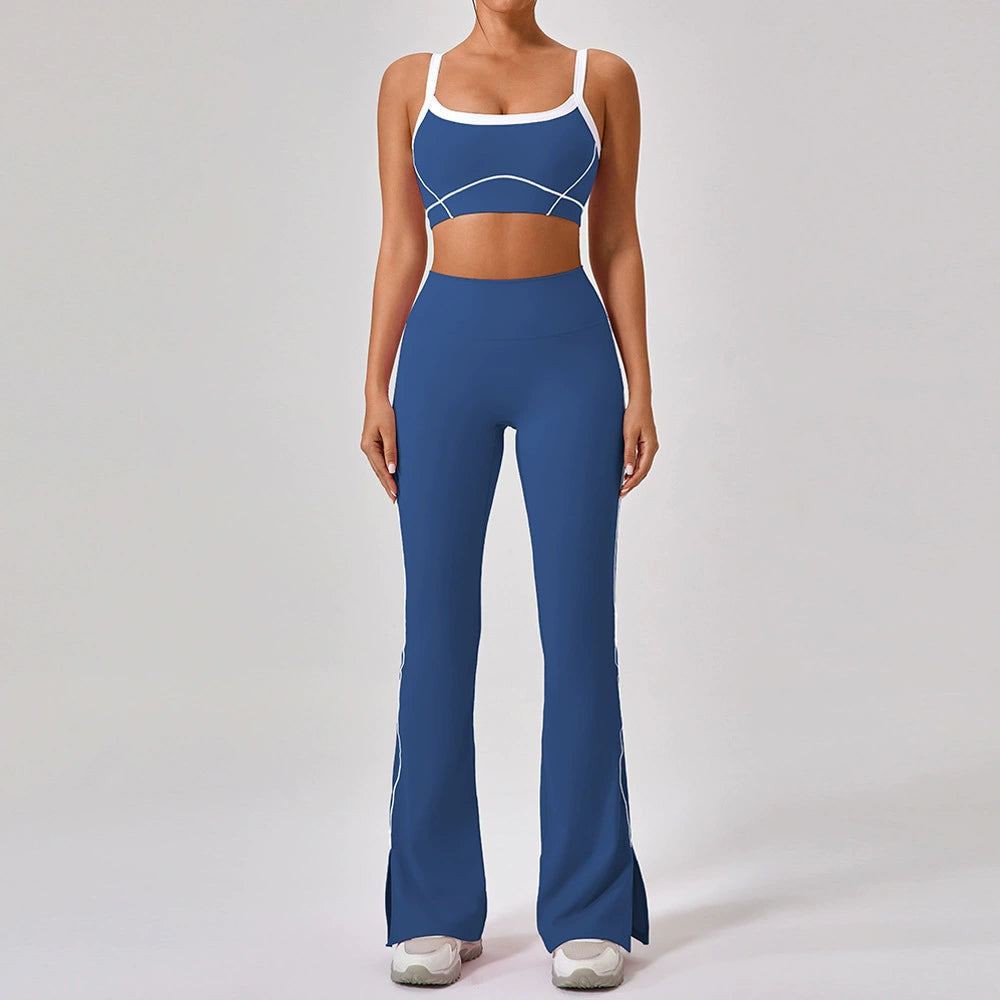 Celeste Panel Crop Top & Flared Set Marine navy