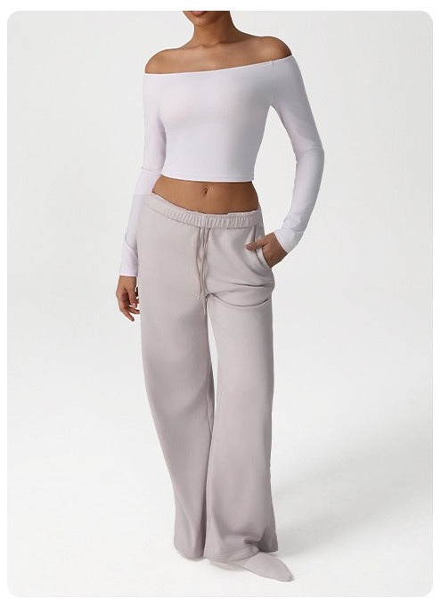 Kim Off Shoulder Longsleeve Top & Flared Set Lavender