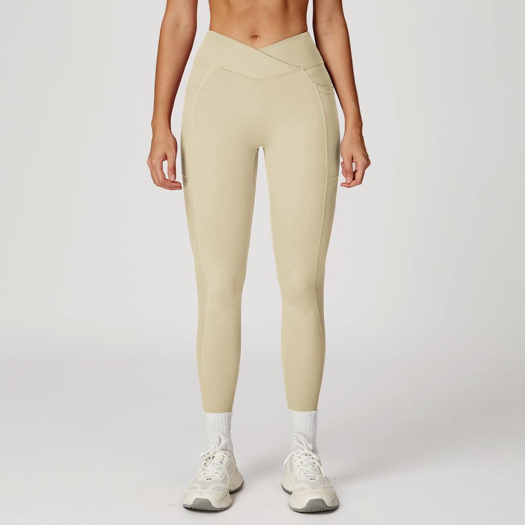 The Flourish Pocket Leggings Beige