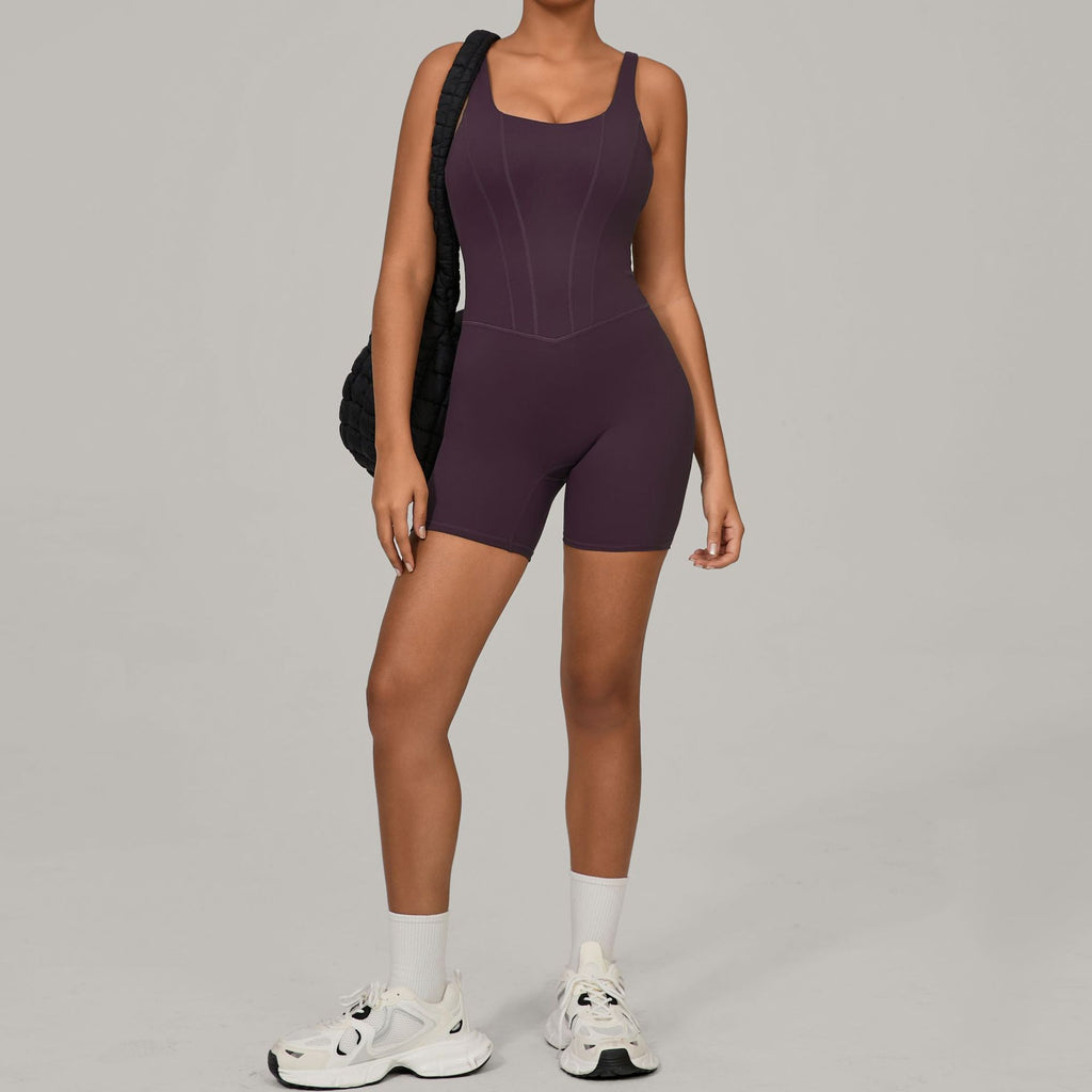 Slaya Tank Seam Romper Plum