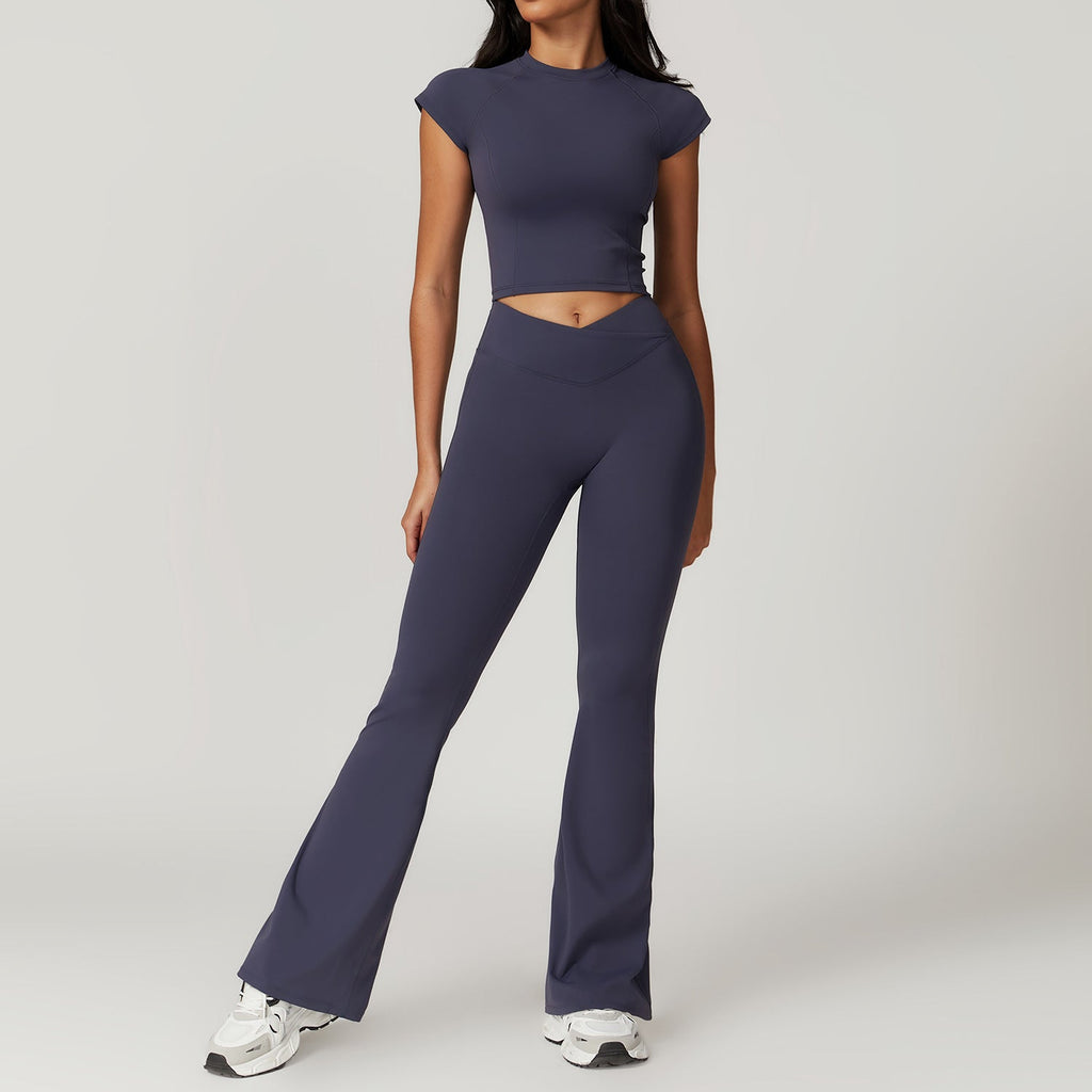 Arabella T-Sleeve Top & Flared Set Graphite
