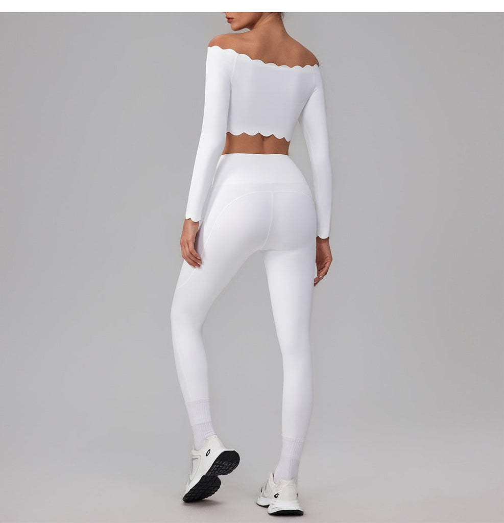 Scallop Off Shoulder Longsleeve Top & Leggings Set