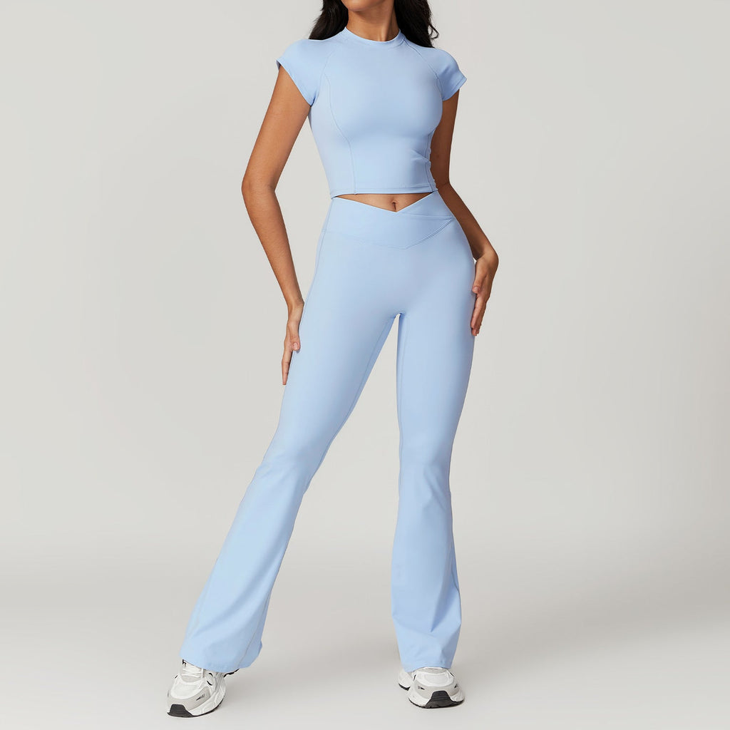 Arabella T-Sleeve Top & Flared Set Blue