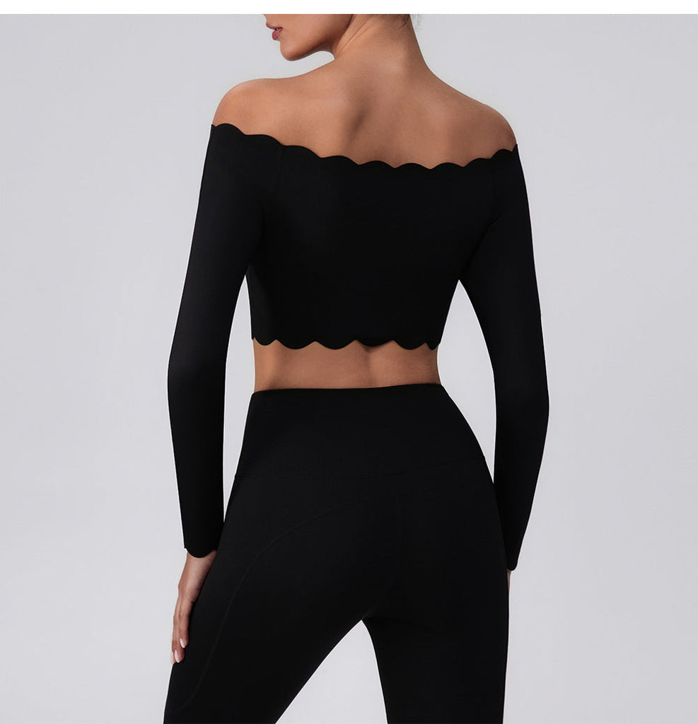 Scallop Off Shoulder Longsleeve Top & Leggings Set