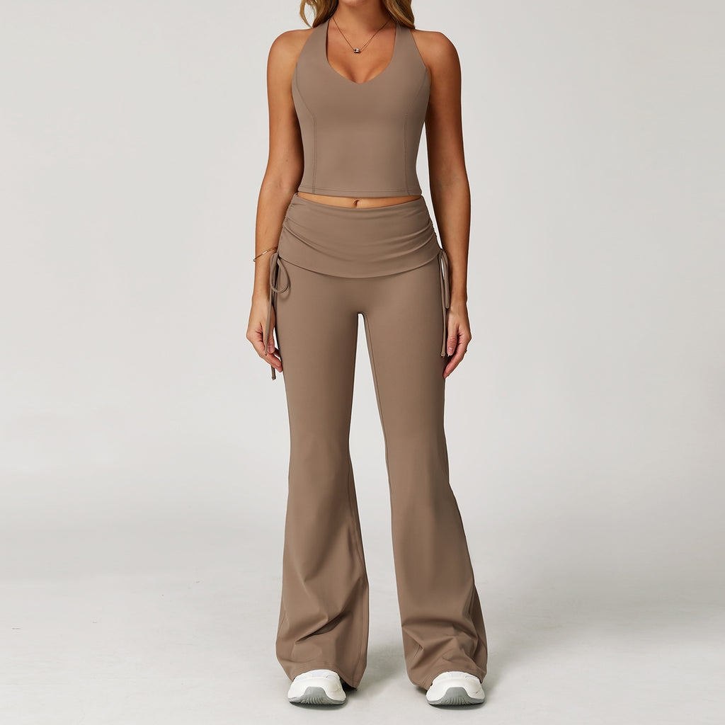 Alani V Top & Flared Folded Set Coffee