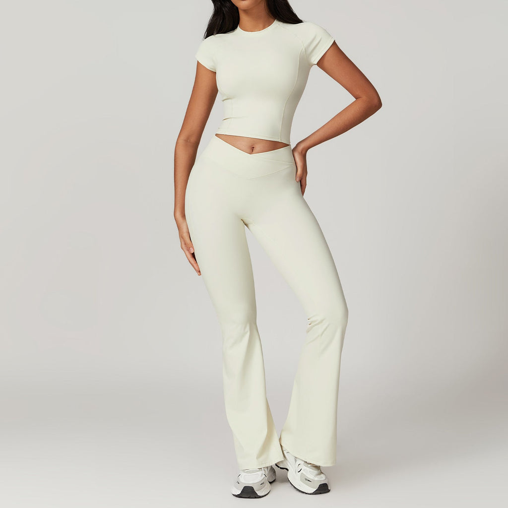 Arabella T-Sleeve Top & Flared Set Ivory