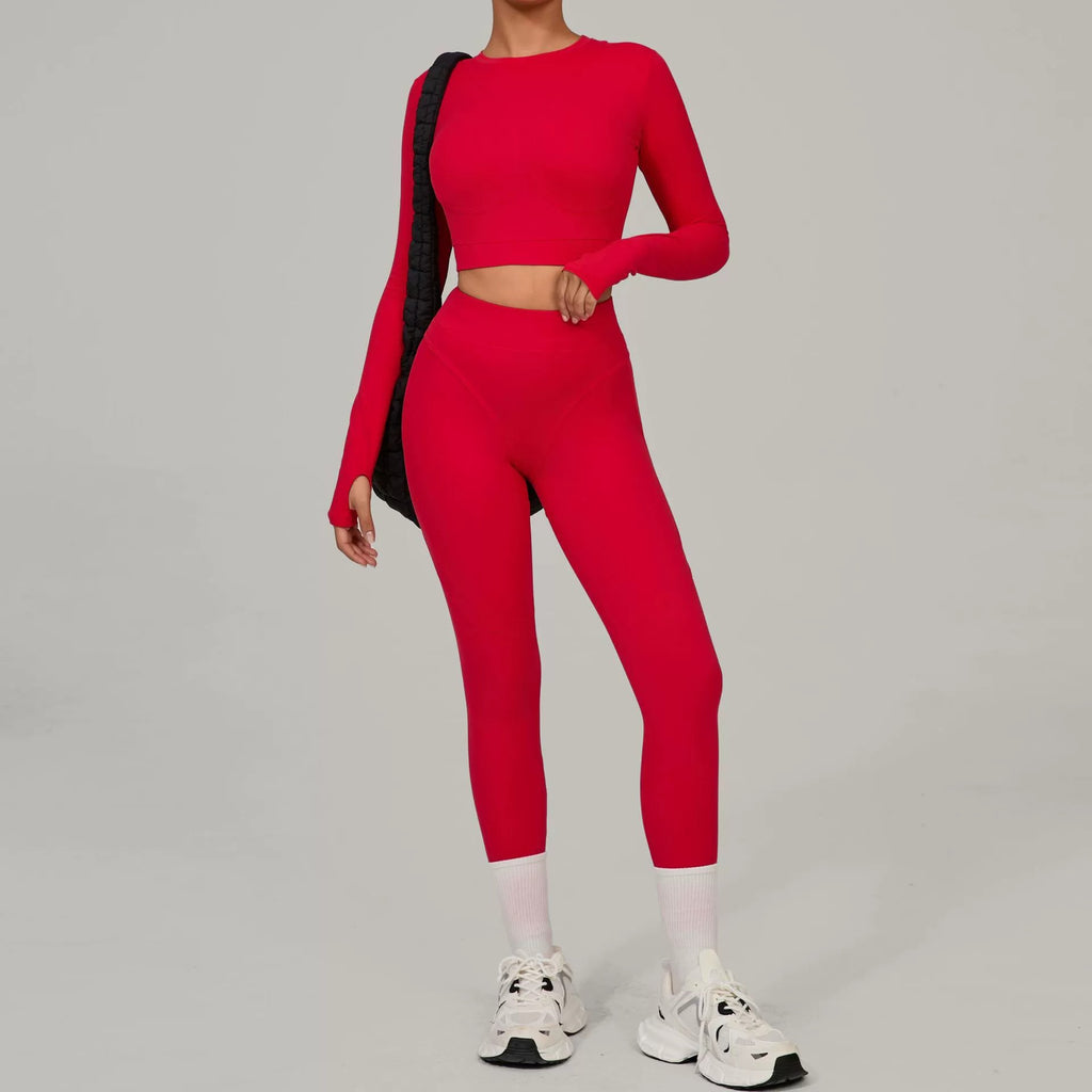 Lucky Label Contrology Longsleeve Top & Leggings Set Red