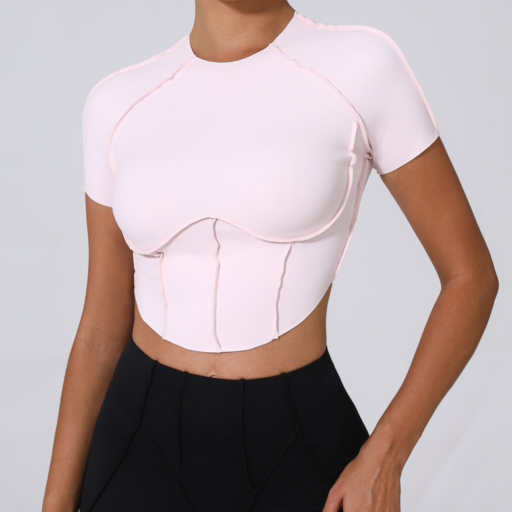 Iconic T-Sleeve Crop Top Baby pink