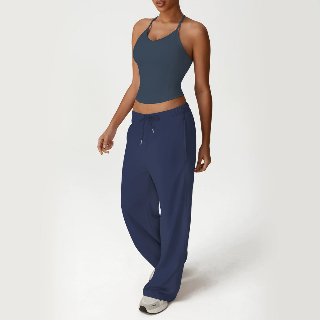 Kim Halter Top & Flared Set Deep blue