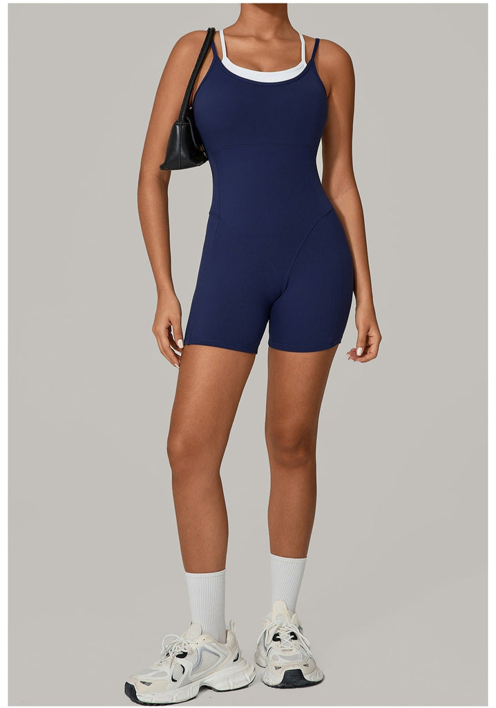 Lucky Label Contrology Double Strap Romper Navy